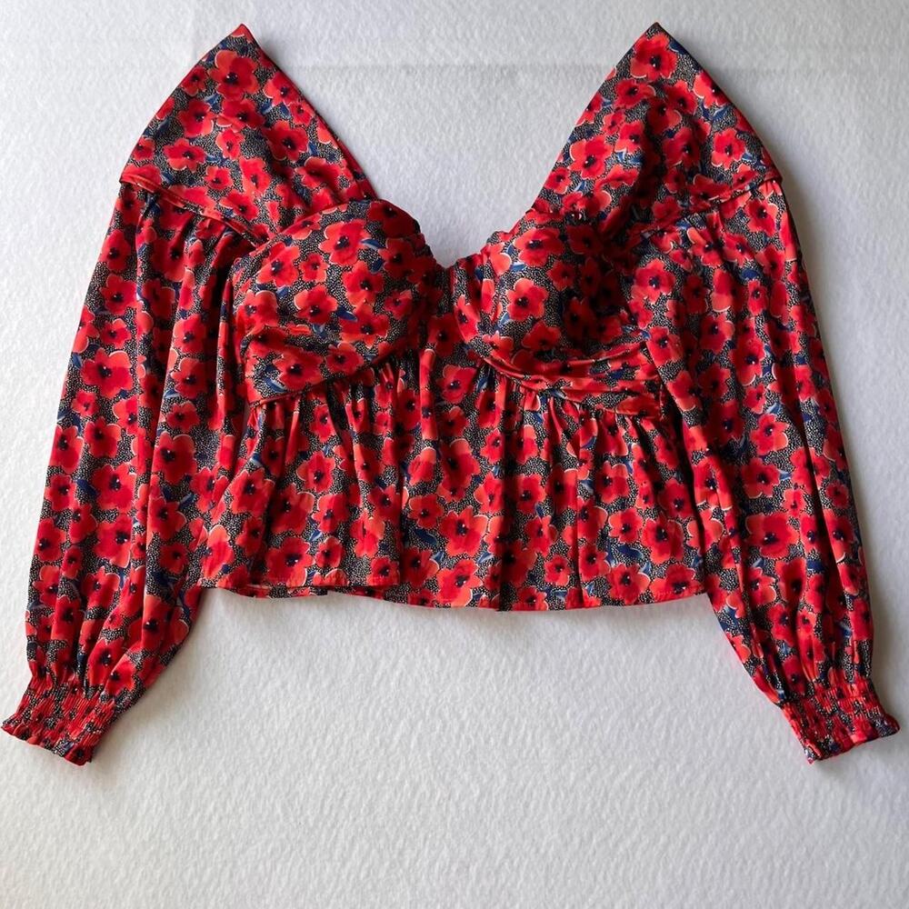 House of Harlow 1960 Red Floral Blouse